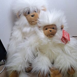 America Wego 1991 White Fuzzy Freddy Monkey #9578 20"/15" Brown Plush Face Hands